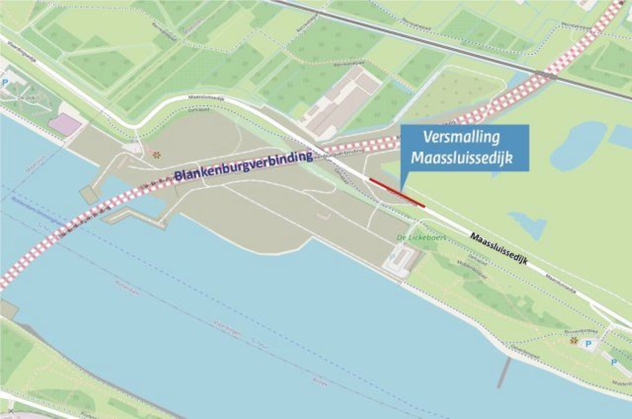 Maassluisedijk tijdelijk versmald